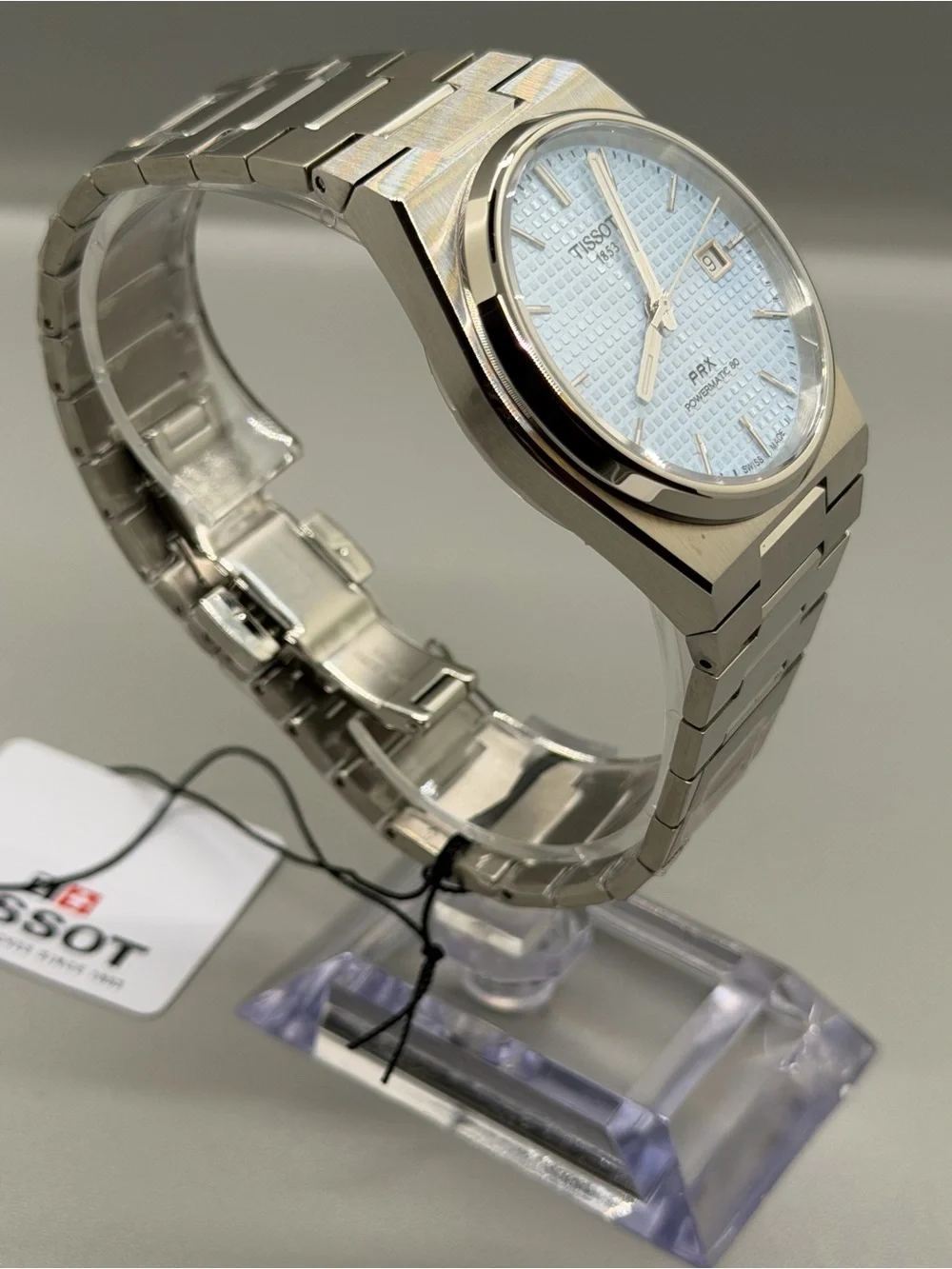 Tissot PRX Powermatic 80 40mm Stainless Steel Watch with Light Blue Dial